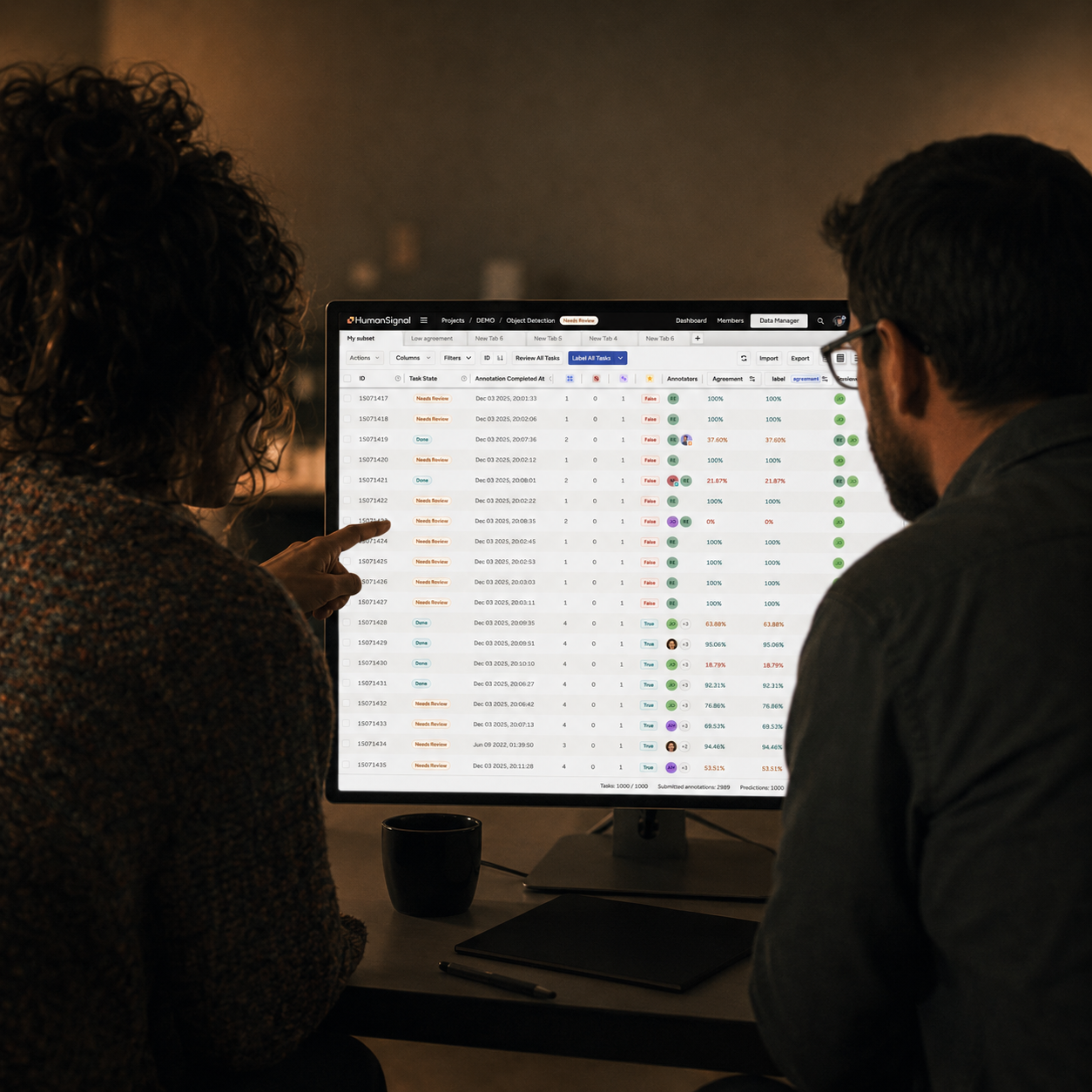 HumanSignal data monitoring interface